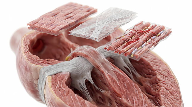 Anatomical 3D Render Of Heart Muscle Tissue Layers