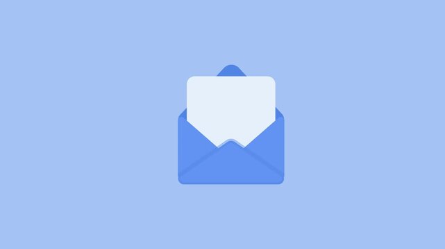 Failed email sending icon animation isolated on blue background