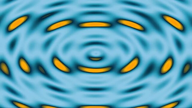 Abstract blue and yellow pattern with circular wave design