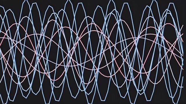 Abstract geometric pattern with intersecting colorful lines on black background