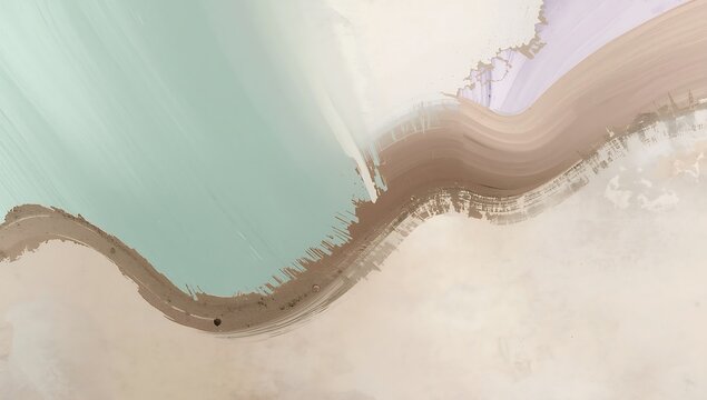 High altitude satellite view of a river estuary with mineralized sandbanks and varying water depths, landscape