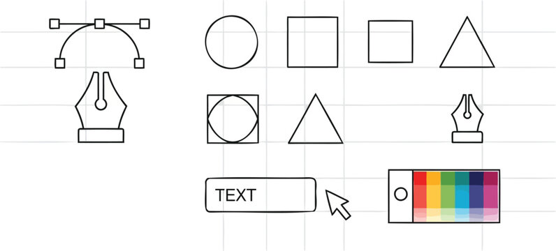 Graphic design tools define a creative workspace.