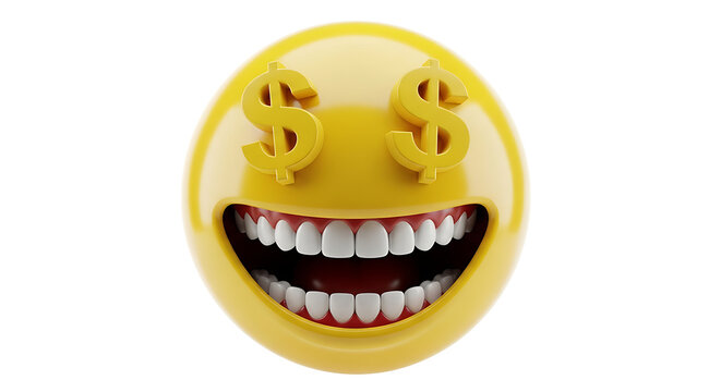 Yellow money eyes smilie face emoji with business expression emoticon illustration currency