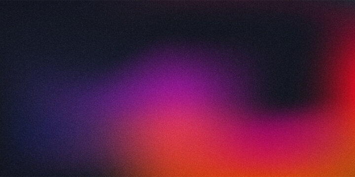 Glowing purple red yellow orange black abstract color gradient banner poster cover design, dark grainy texture, copy space. eps10