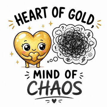 Heart of Gold Mind of Chaos Funny Emotional Chaos Quote