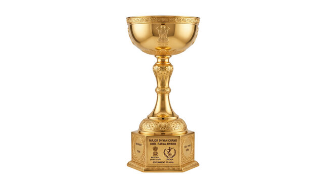 Major dhyan chand khel ratna award trophy isolated on transparent background