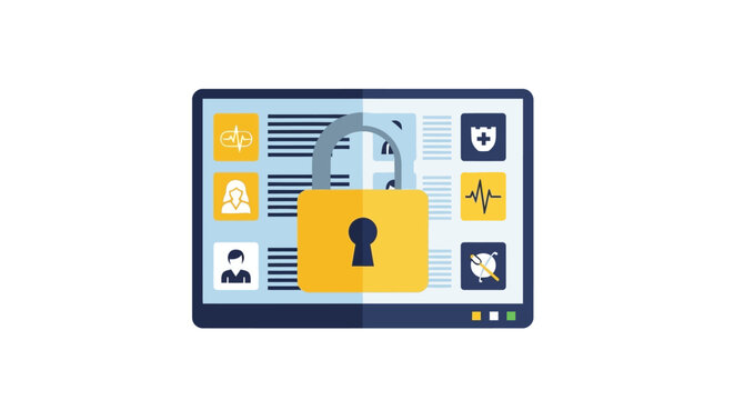 Medical Data Security and Electronic Health Records Protection Concept on Digital Tablet Screen