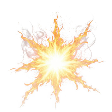 Bright orange explosion with smoke