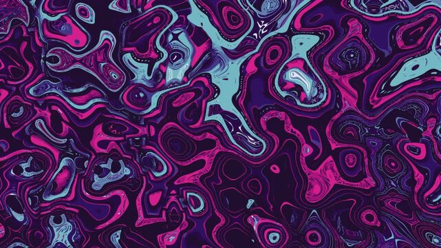 Abstract liquid fluid motion background with neon pink and purple psychedelic swirling colors