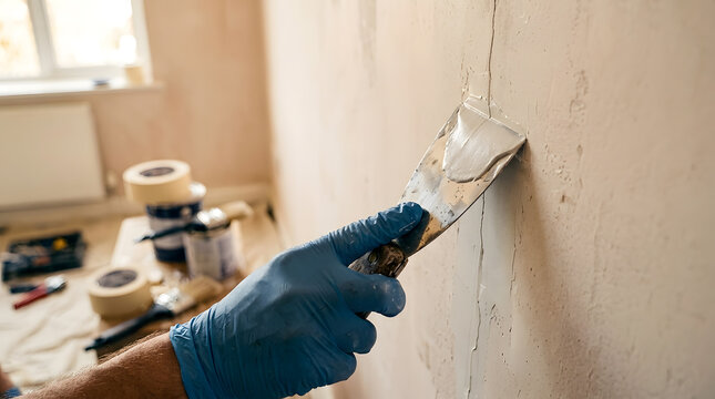 repairing wall cracks before painting | how to fix plaster cracks with putty knife | professional home renovation wall repair | filling interior wall cracks with spackle