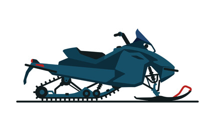 Modern blue snowmobile side view flat vector illustration. © Muhammad
