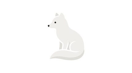 White arctic fox sitting on plain background. © Muhammad