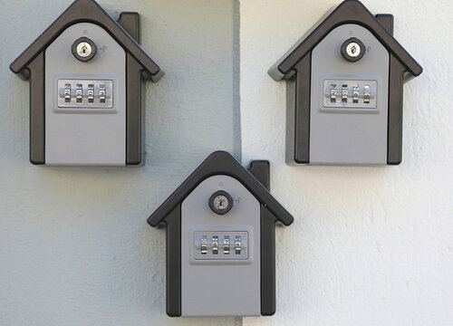 boxes containing the keys for the short-term rental apartments with the secret combination to open them