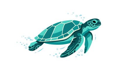 Green sea turtle swimming underwater in the ocean. © satrio94