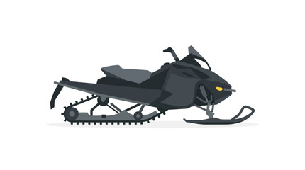 Modern black snowmobile side view on white background. © Muhammad