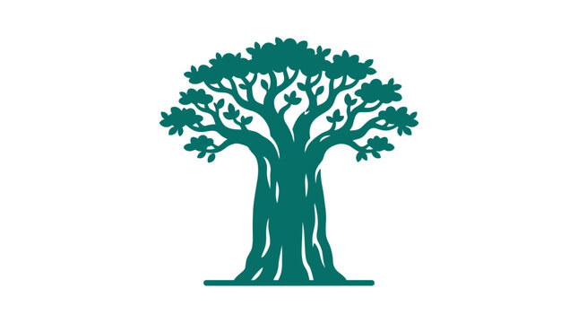Green Baobab tree icon isolated on white background.