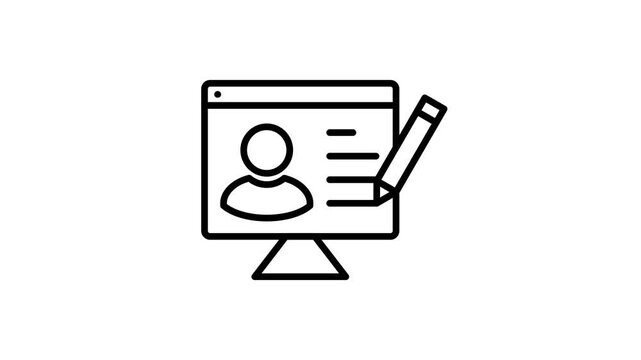 Online registration animated icon for user, person, people, profile, account, avatar or member identity information. Personal data, digital form animation motion video