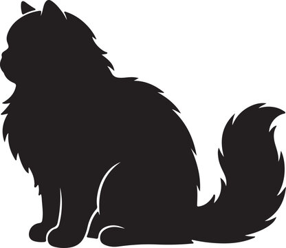 vector silhouette of a Persian cat