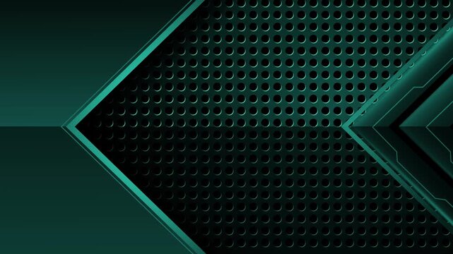 Abstract dark metallic background with chevron arrows and perforated texture animation