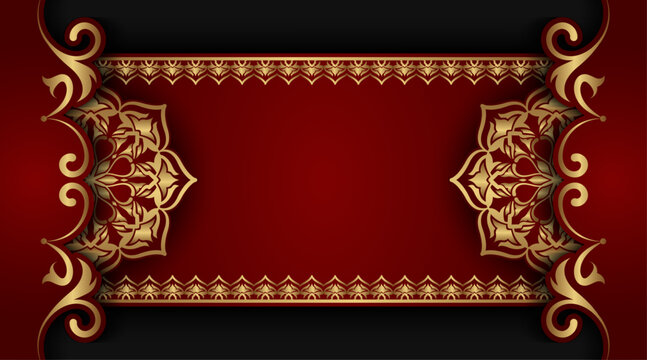 Luxury red mandala background, round decoration