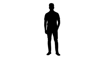 Silhouette of person standing upright isolated on transparent background, Vector © MdSomun