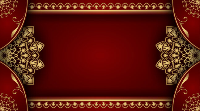 Luxury red mandala background, round decoration