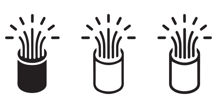 Fiber Optic Cable Icons Representing High Speed Internet and Data Transfer