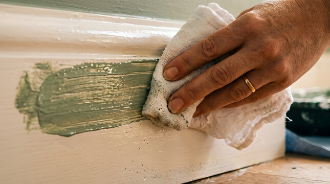 cleaning wet paint from white baseboard|how to fix painting mistakes on skirting|diy home renovation painting tips|removing excess paint with white cloth