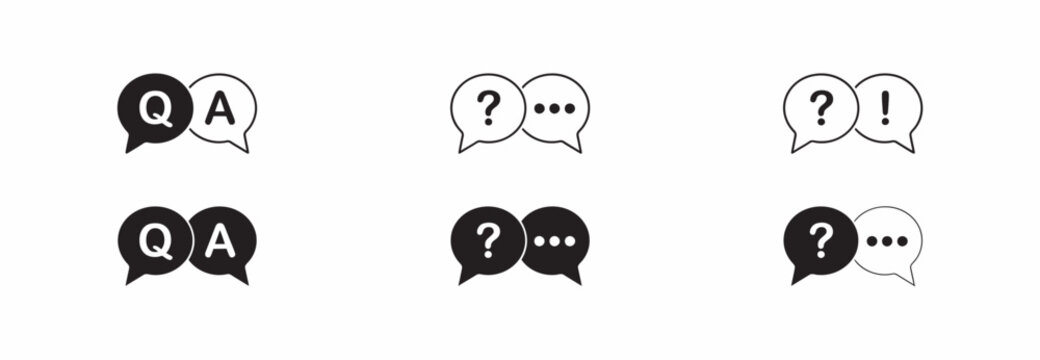Professional speech bubble icon set featuring question and answer symbols for interface