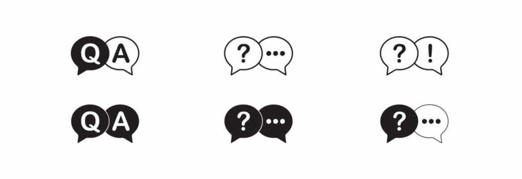 Collection of modern speech bubble icons for question and answer communication design