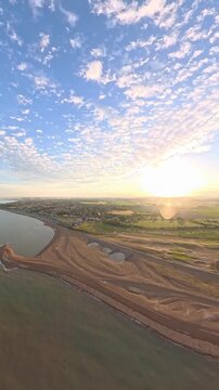 9:16 Vertical 4K Drone Aerial: River Deben Estuary and Felixstowe Ferry, Suffolk