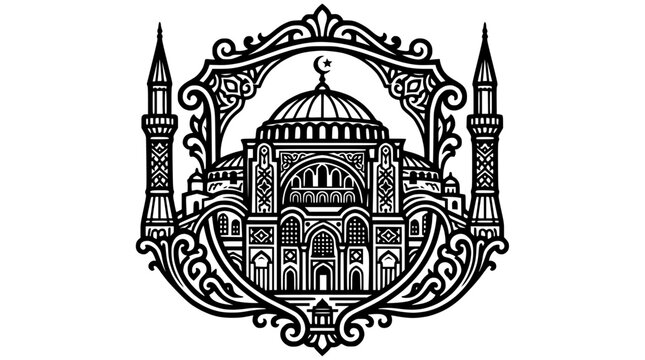 Ornate Hagia Sophia Istanbul architectural emblem design