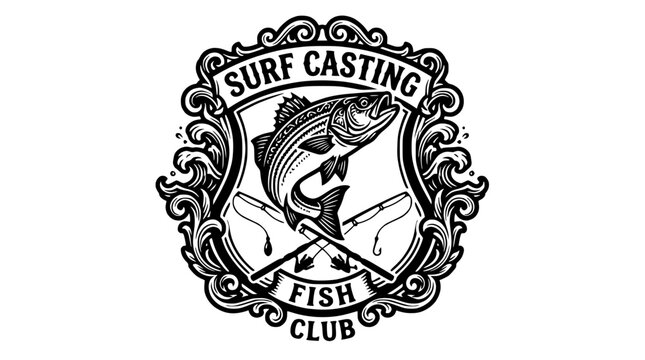 Surf casting fish club decorative badge