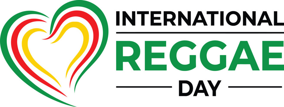 International reggae day logo with heart design