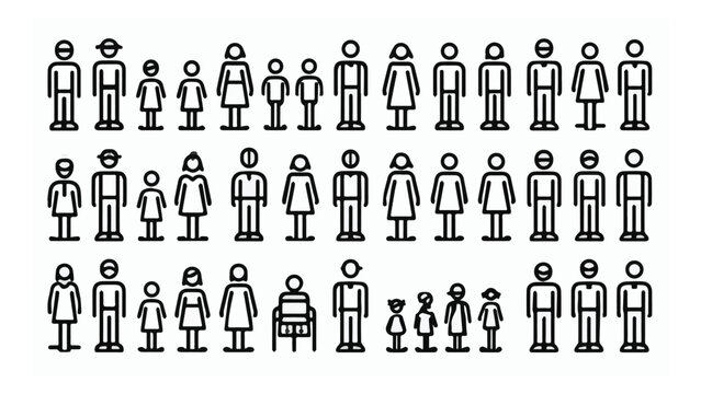 Diverse Group of People Standing in Line.
