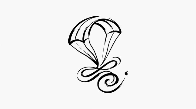 Minimalist parachute skydive logo icon with motion.