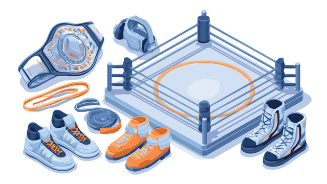 Boxing Equipment Set with Gloves Shoes and Rope.