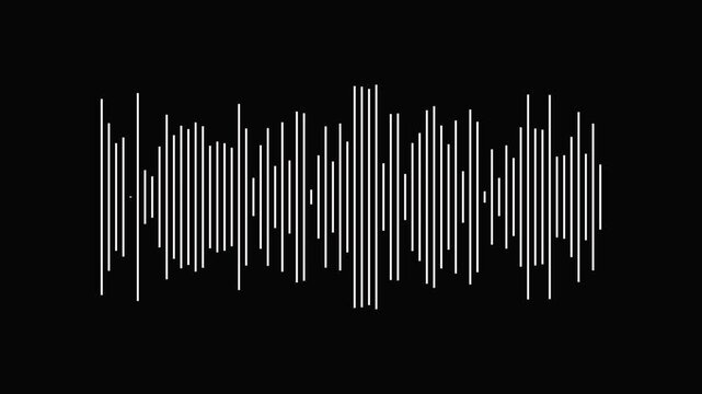 White sound wave pattern on black background audio signal animation waveform music wave soundwave.