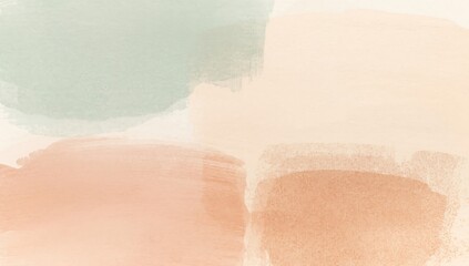 Fototapeta premium Minimalist watercolor paint texture with soft sage green and peach hues on off-white paper watercolor abstract