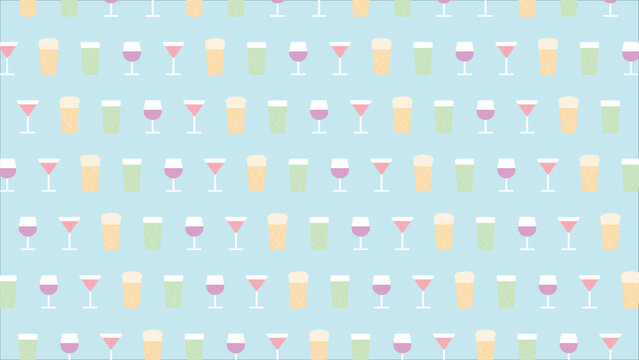 お酒　ビール　チューハイ　ワイン　カクテル　パターン　背景　Alcohol　Beer　Chu-hai　Wine　Cocktail　pattern　background