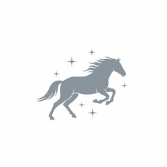 Fototapeta premium Gray silhouette of a horse with flowing mane amid stars