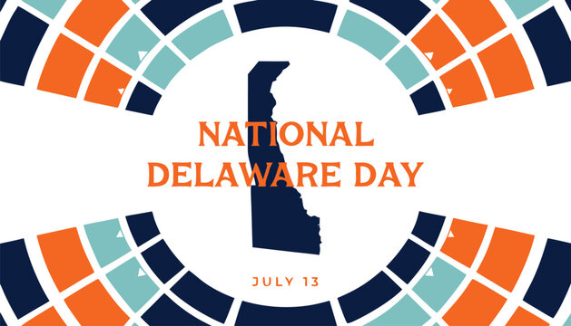 National Delaware Day graphic design featuring the state outline shape