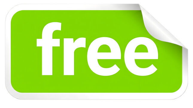 Green sticker with the word free on it isolated on transparent background