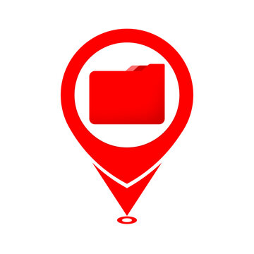 red cute folder location pin icon