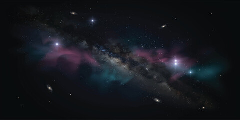 Deep Space Galaxy Nebula Background with Stars and Cosmic Glow © mahabubmorshed