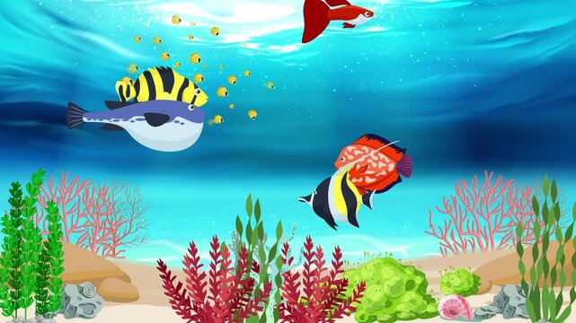 tropical fish in the aquarium background scene 