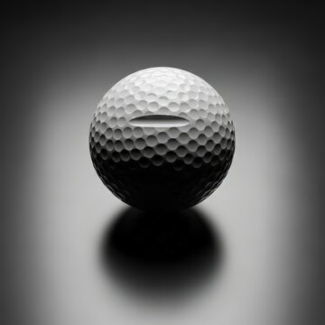 Dimpled golf ball with coin slot on dark backdrop