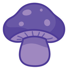 Naklejka premium Stylized purple mushroom with spots on the cap, cartoon vector illustration