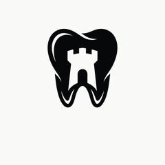 Dental castle turret logo symbol on white background. © yan