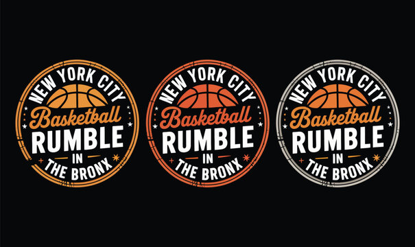 New York City Basketball Rumble Bronx Vintage Sport Badge Vector Illustration for T-shirt Design